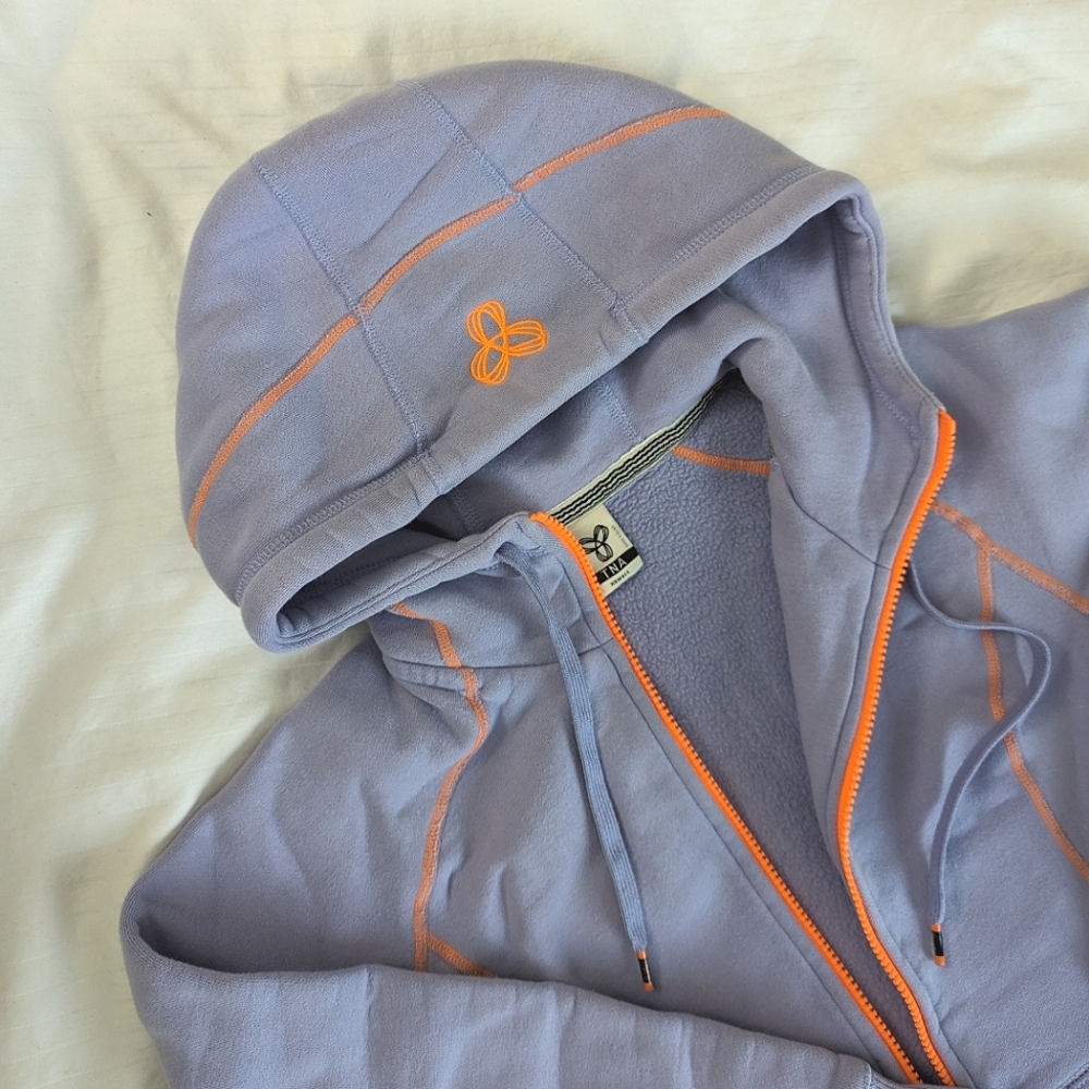 TNA Pastel Purple Orange Contrast Zip-Up Hooded Sweater Size XS